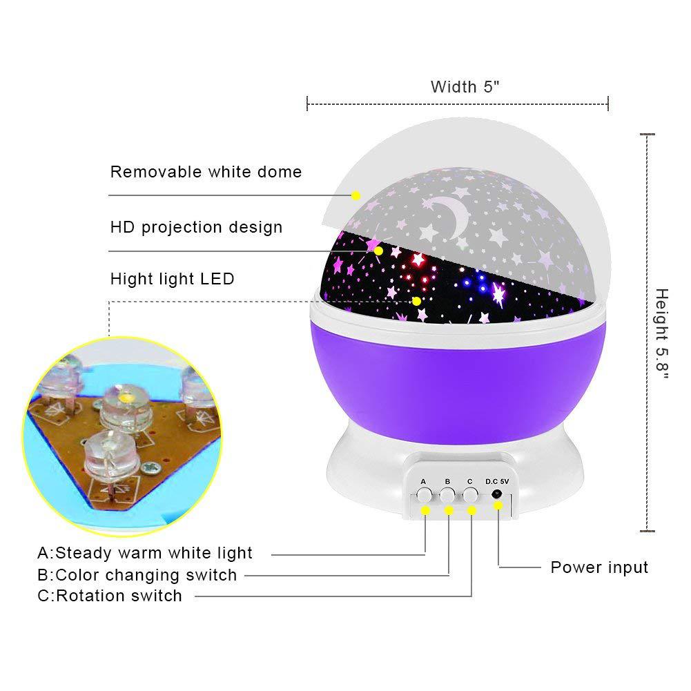 Ночник проектор звездного неба, ночной светильник, Star Master Dream Rotating, цвет - фиолетовый (NS) - фото 3 - id-p1498874907