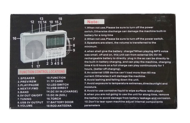 Радиоприемник c USB + Micro SD и аккумулятором, Golon RX-2277 Чёрный с MP3 плеером от флешки (NS) - фото 7 - id-p1498875003