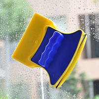 Распродажа! Двусторонняя щетка для мытья окон Double Side Glass Cleaner - 12 см., магнитный скребок (NS)