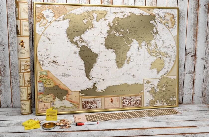 Скретч карта My Map Antique Edition ENG, скретч карта путешествий (скретч карта світу) (NS) - фото 2 - id-p1498876810