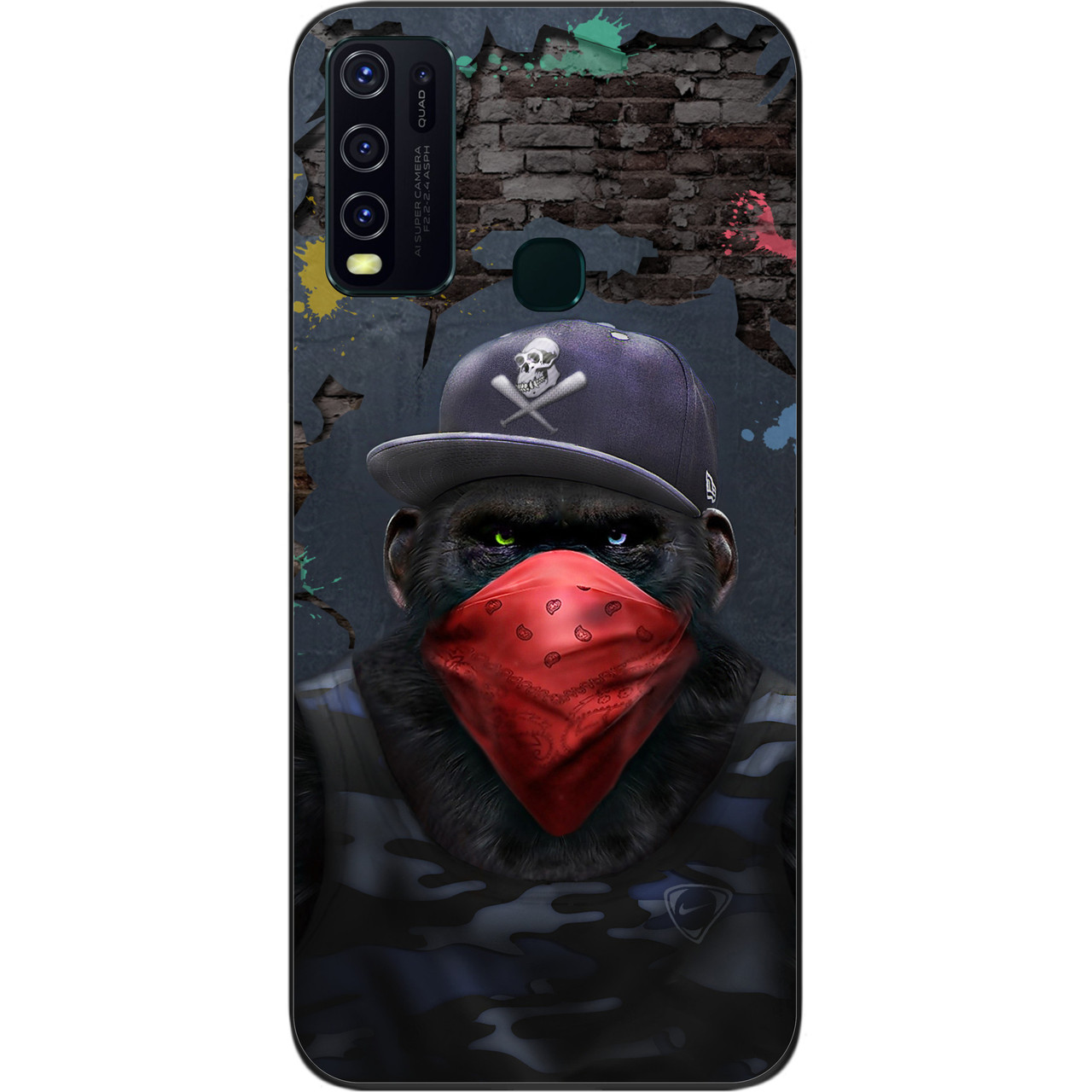 Бампер силіконовий для Vivo Y30 з малюнком Мавпа в кепці