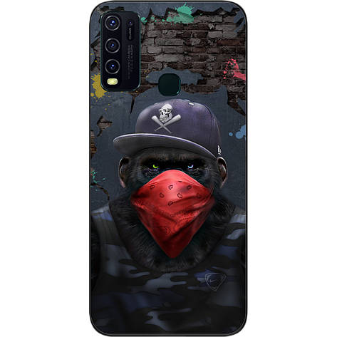 Бампер силіконовий для Vivo Y30 з малюнком Мавпа в кепці, фото 1