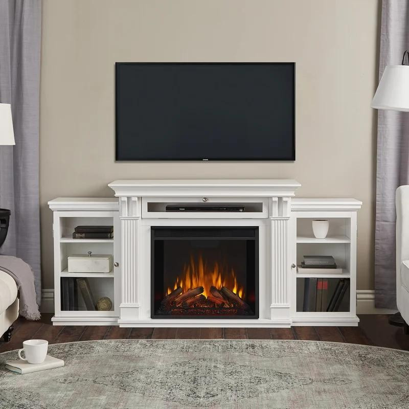 ТБ тумба з каміном Fireplace Тибет Білий ефект живого полум'я зі звуком і обігрівом