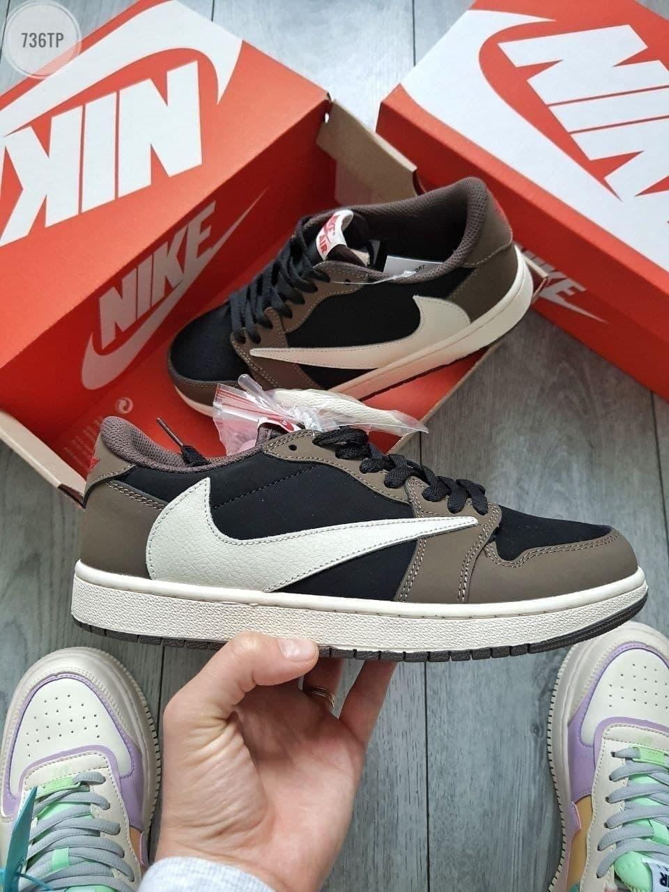 Мужские кроссовки Nike Air Jordan 1 Retro Low OG SP Travis Scott (разноцветные) 736TP качественные кроссы