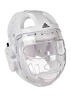 Шлем для тхеквондо Adidas Head Guard Face Mask WT (ADITHGM01) White с защитной маской S