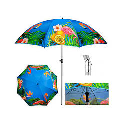 Парасолька пляжна з нахилом 1.8 м Фламінго, садова парасолька від сонця велика | пляжный зонт