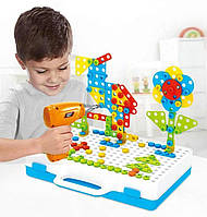 Детский пластмассовый конструктор для мальчика (3, 4, 5, 6 лет) Creative Puzzle 4in1 с шуруповертом (FV)