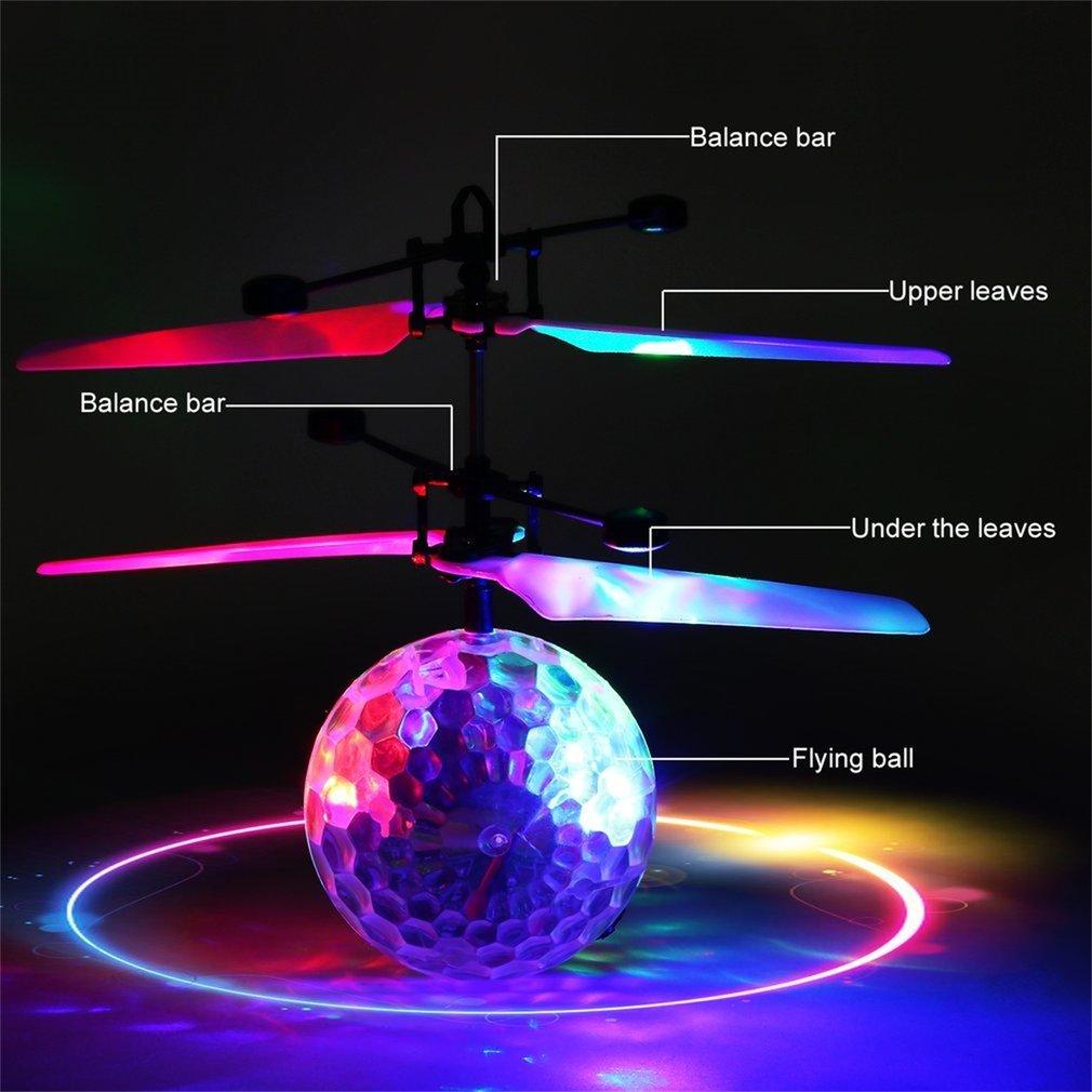 Летающий от руки светящийся шар, Induction Crystall Ball, игрушка летящий шарик вертолет со светом (GK) - фото 4 - id-p1498934472