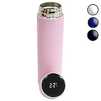 Металлический термос с датчиком температуры LED дисплеем - Розовый смарт термос для кофе и чая (500 мл) (GK)