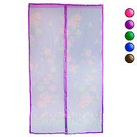 Москитная штора на магнитах Фиолетовая с рисунком, маскитная сетка на дверь 120х210 см (москитна сітка) (GK)