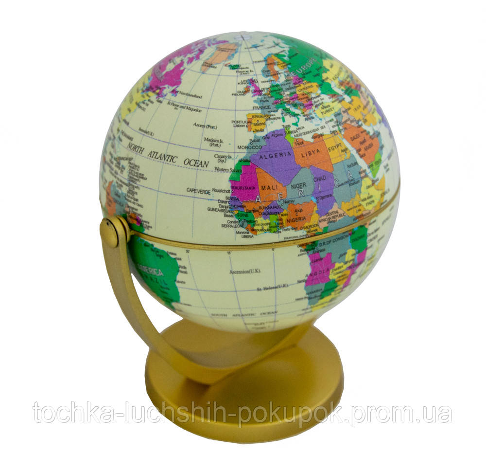 Маленький крутящийся декоративный политический глобус Земли, глобус мира с широтами и меридианами (TL) - фото 1 - id-p1498939517