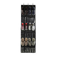Органайзер для обуви на дверь Черный 148*45 см 24 кармана, органайзер для тапочек | органайзер для взуття (GK)
