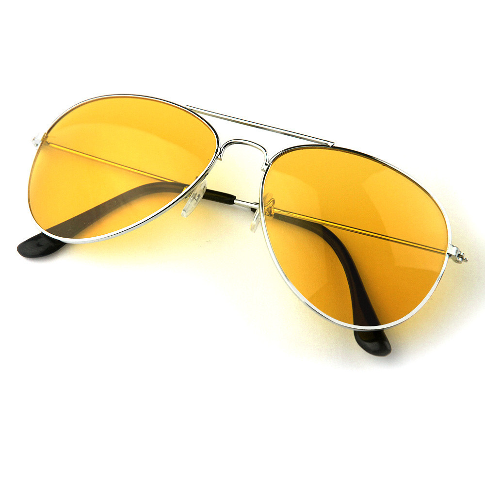 Очки для водителей желтые для ночного вождения, Авиаторы Night View Glasses в металлической оправе (GK) - фото 6 - id-p1498935535