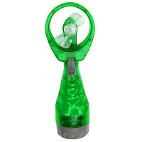 Портативный ручной мини вентилятор на батарейках, с распылением воды Water Spray Fan, Зелёный, с водой (GK)