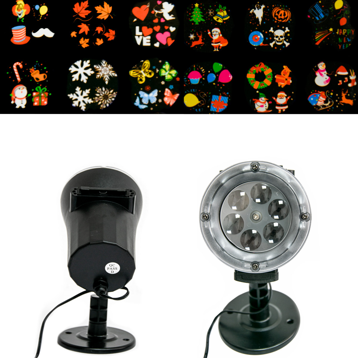 Проектор светодиодный на дом Сhange card garden projector и 12 слайдов, уличный LED прожектор новогодний (GK) - фото 4 - id-p1498935614