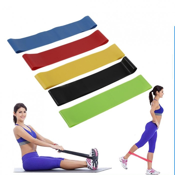Стрічковий еспандер для фітнесу набір, Fitness Tape, резинки для тренувань і спорту (5 еспандерів/уп.)