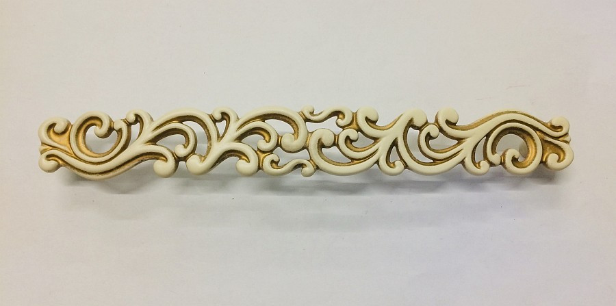 Ручка-скоба сучасна класика GU-W720 слонова кістка з золотою хвилею 192 мм