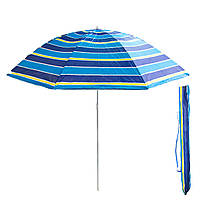 Пляжный зонт с УФ защитой складной Stenson 1.8 м "Синие полосы" зонт садовый (парасолька пляжна) (FV)