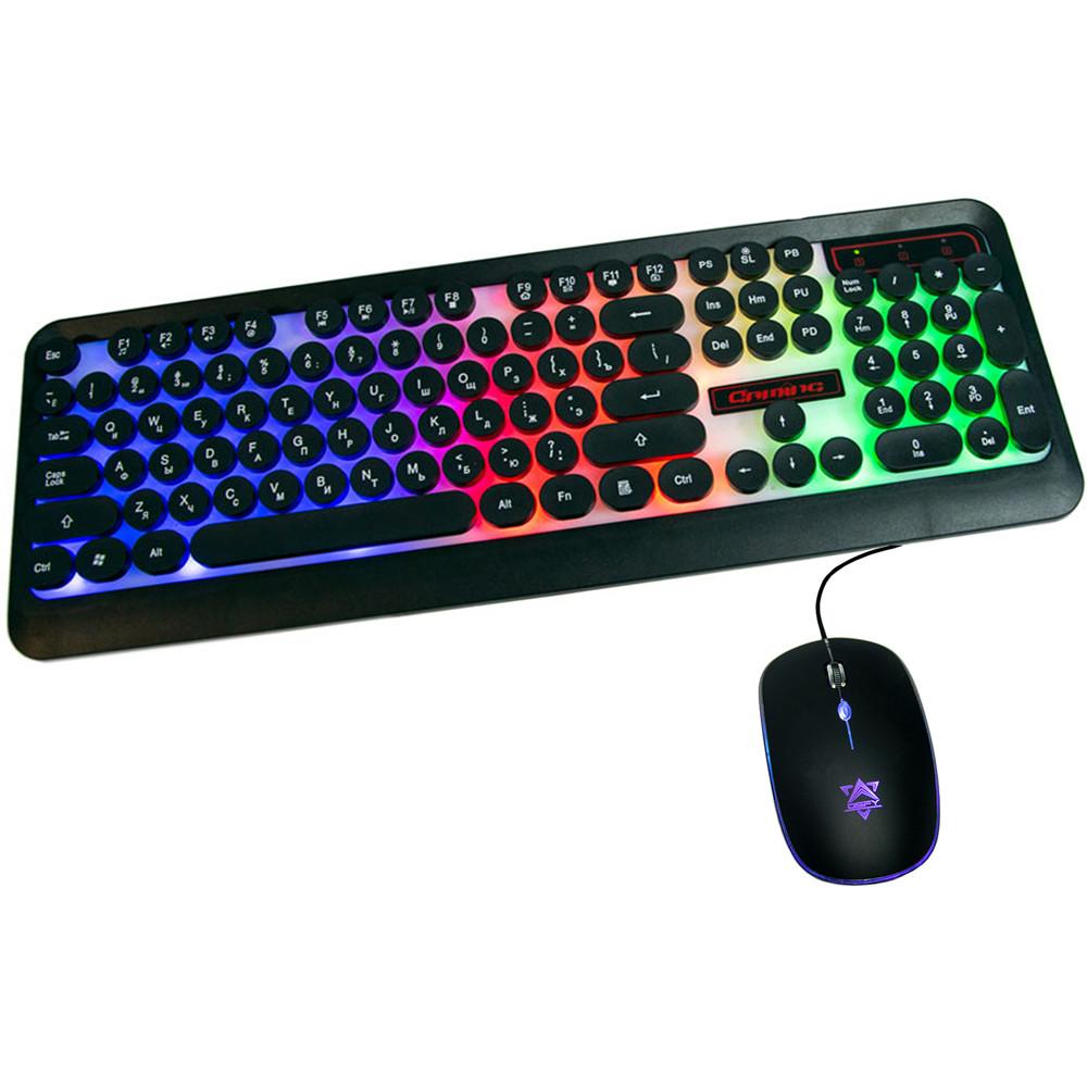 Светящаяся компьютерная клавиатура + геймерская игровая мышь с подсветкой HK3970 | мышка для компьютера (GK) - фото 1 - id-p1498935690