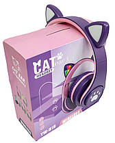 Навушники безпровідні великі з вушками CAT EAR YW-018 навушники блютус з підсвіткою (Фіолетовий)