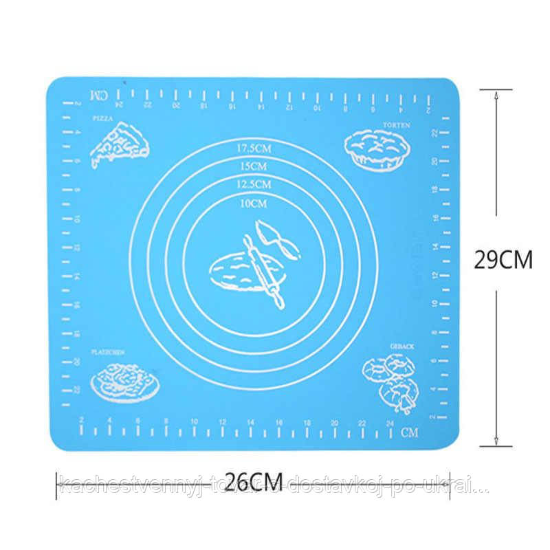 Силиконовый коврик для выпечки 29x26 см, цвет - Голубой, коврик для раскатки теста (KT) - фото 2 - id-p1498940161