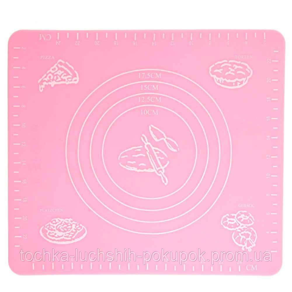 Силиконовый коврик для запекания 29x26 см, цвет - Розовый, коврик для теста силиконовый (TL) - фото 1 - id-p1498942879