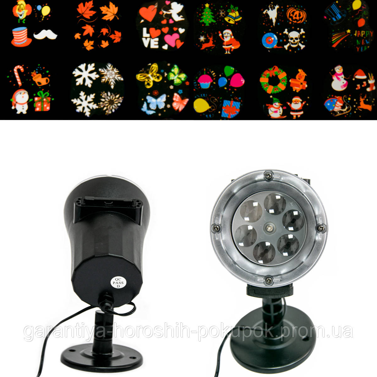 Проектор светодиодный на дом Сhange card garden projector и 12 слайдов, уличный LED прожектор новогодний (GA) - фото 4 - id-p1498952236