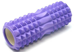 Ролер для масажу спини і прокатки м'язів Фіолетовий з маленькими секціями, масажний ролик