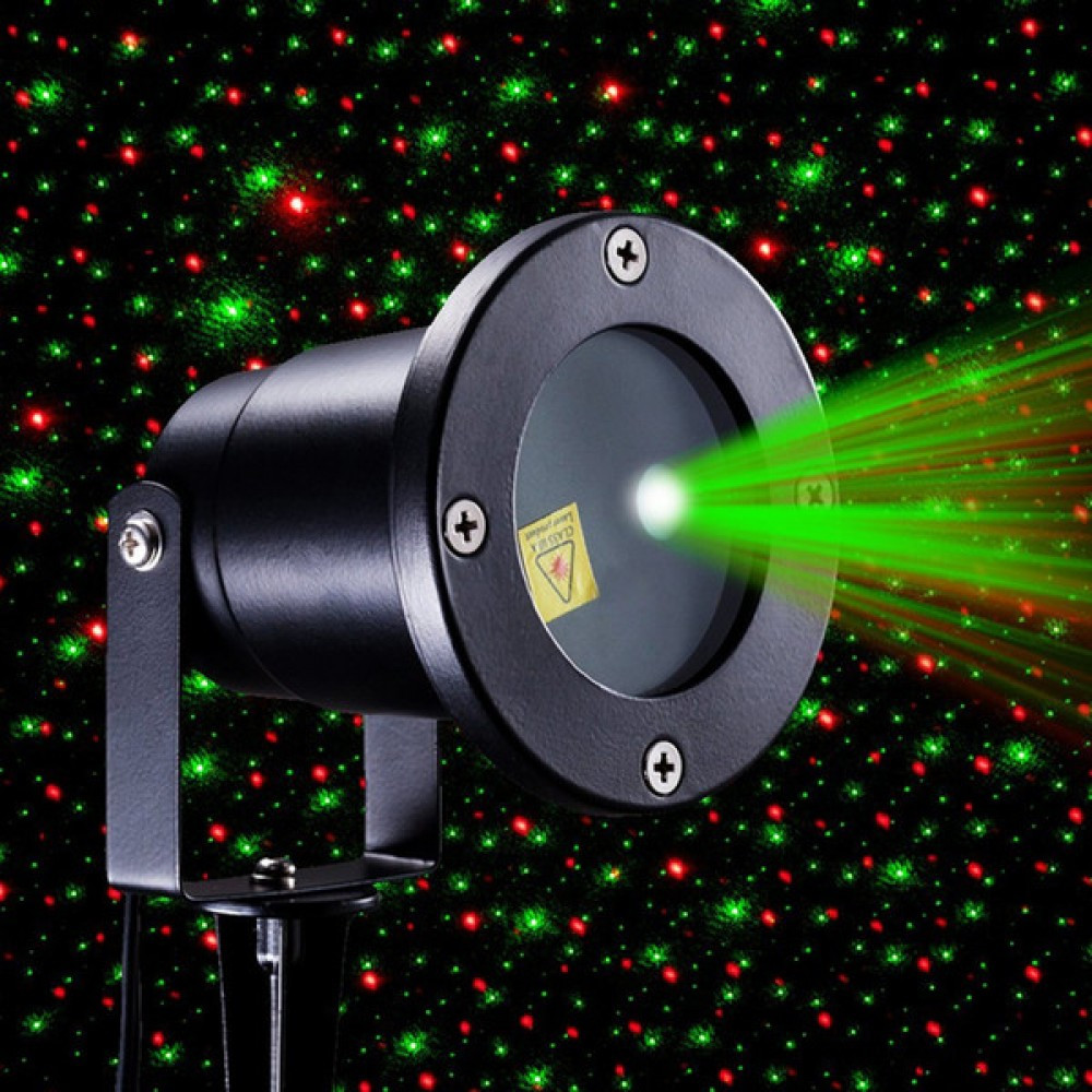 Вуличний новорічний лазерний проектор з пультом (корпус циліндричний, метал) на будинок (новорічний проектор) - фото 2 - id-p1498944721