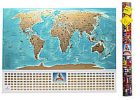 Скретч карта світу, My Map Flags Edition, настінна карта мандрівника, UKR (TO)