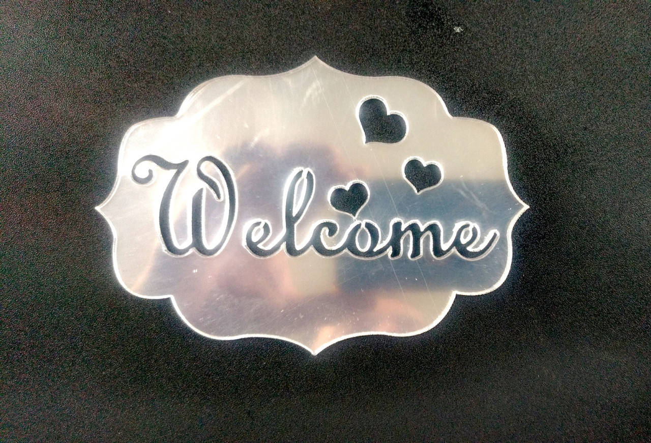 

Зеркальные наклейки пластиковые "Welcome" серебро 14см, Светло-серый