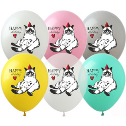 

Латексный шарик ArtShow 12"(30 см) Happy Birthday "Котэ", Персиковый
