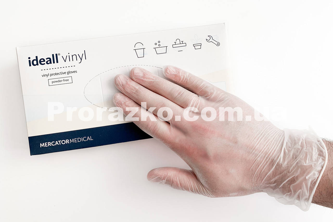

Виниловые перчатки Mercator Medical, М (7-8), прозрачные, 100 шт, Прозрачный