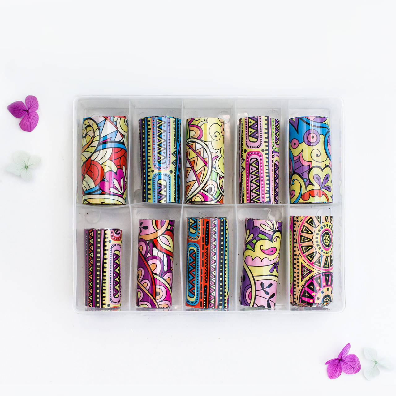 

Новинка!Набор фольги для маникюра узоры весенние,10 штук в упаковке