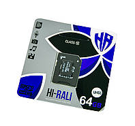 Micro sd 64gb HI-RALI 64 гб с адаптером Class 10, карта памяти для фотоаппарата, смартфона | мікро сд (GK)