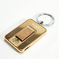 Аккумуляторная USB зажигалка, BMW (Art - 811) Золотистая, карманная зажигалка спиральная (GK)