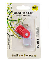 Универсальный внешний карт-ридер для микро SD СД и карты памяти (красный) USB 2.0 кард ридер 1260 (NV)