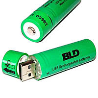 Аккумулятор 18650 (BLD Li-ion 3.7v 3800mah Green) АКБ батарея с USB зарядкой для фонарика, вейпа (GA)