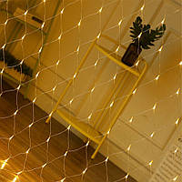 Гирлянда сетка на окно (Xmas Net WW 120 LED, теплый белый) новогодняя светодиодная ЛЕД (NV)