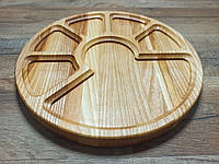 Менажница из дерева 240мм*20мм, тарелка для сервировки 6-секций дуб-ясень