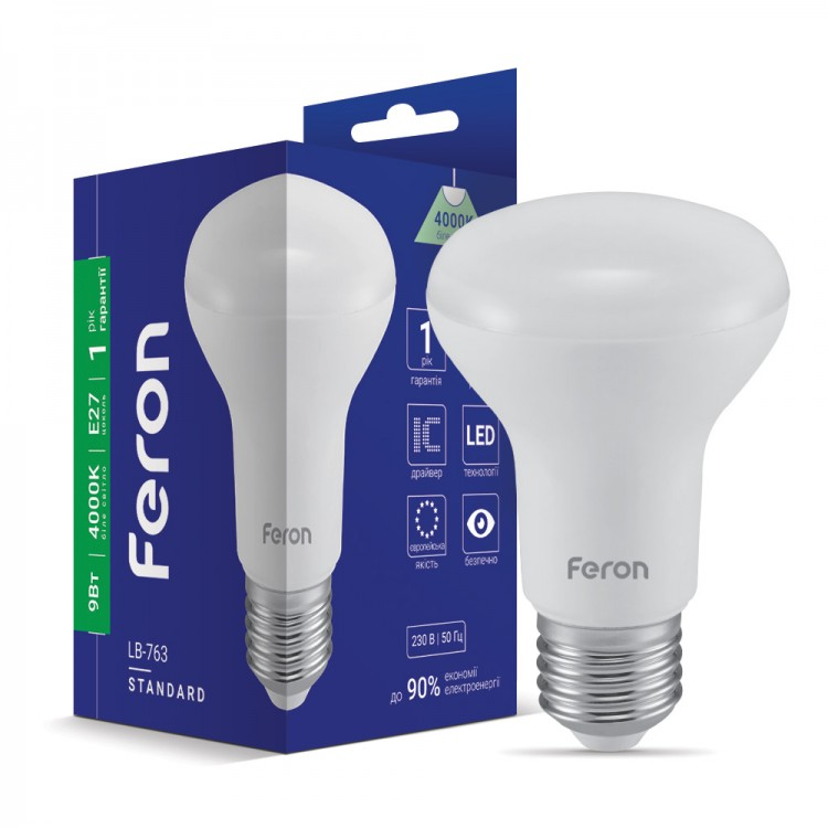 Світлодіодна LED лампа Feron R63 LB-763 9W E27 4000К 720Lm нейтральне світло, фото 1
