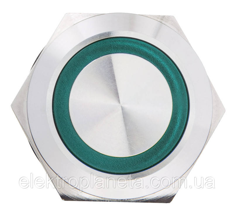 TYJ 19-271 Кнопка управления металлическая плоская с подсветкой, 1NO+1NC, зеленая 220V. A0140010113 - фото 3 - id-p1497519664