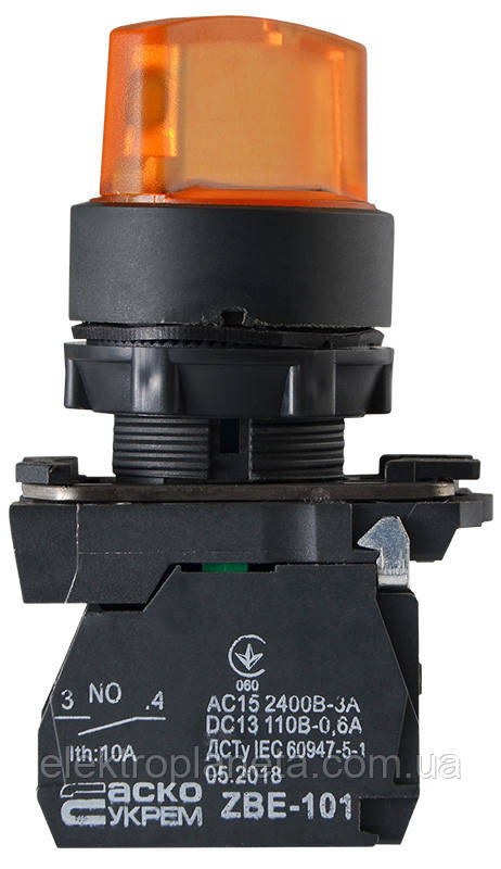 TB5-AK125M5 Кнопка управления желтая поворотная двухпозиционная с подсветкой A0140010167 - фото 5 - id-p1491899214