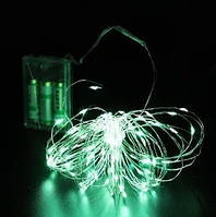 Гирлянда светодиодная Капля Росы нить 100 LED 10м от батареек + USB зеленая новогодняя гирлянда на елку