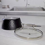 Ківш чеканої з антипригарним покриттям мармуровим 1.5 л Edenberg EB-3673 Сотейник із кришкою скляної, фото 3