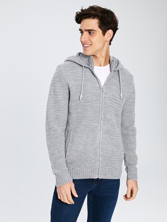 Сіра чоловіча кофта LC Waikiki/ЛС Вайки з капюшоном і кишенями, на блискавці, фото 1