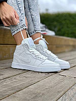 Кроссовки женские зимние Nike Air Jordan White Fur белые на меху высокие найк 38