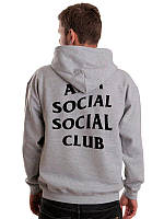 Худи серая A.S.S.C. Antisocial social club Mind Games Кофта с капюшоном анти социал Худи с принтом АССК ASSC