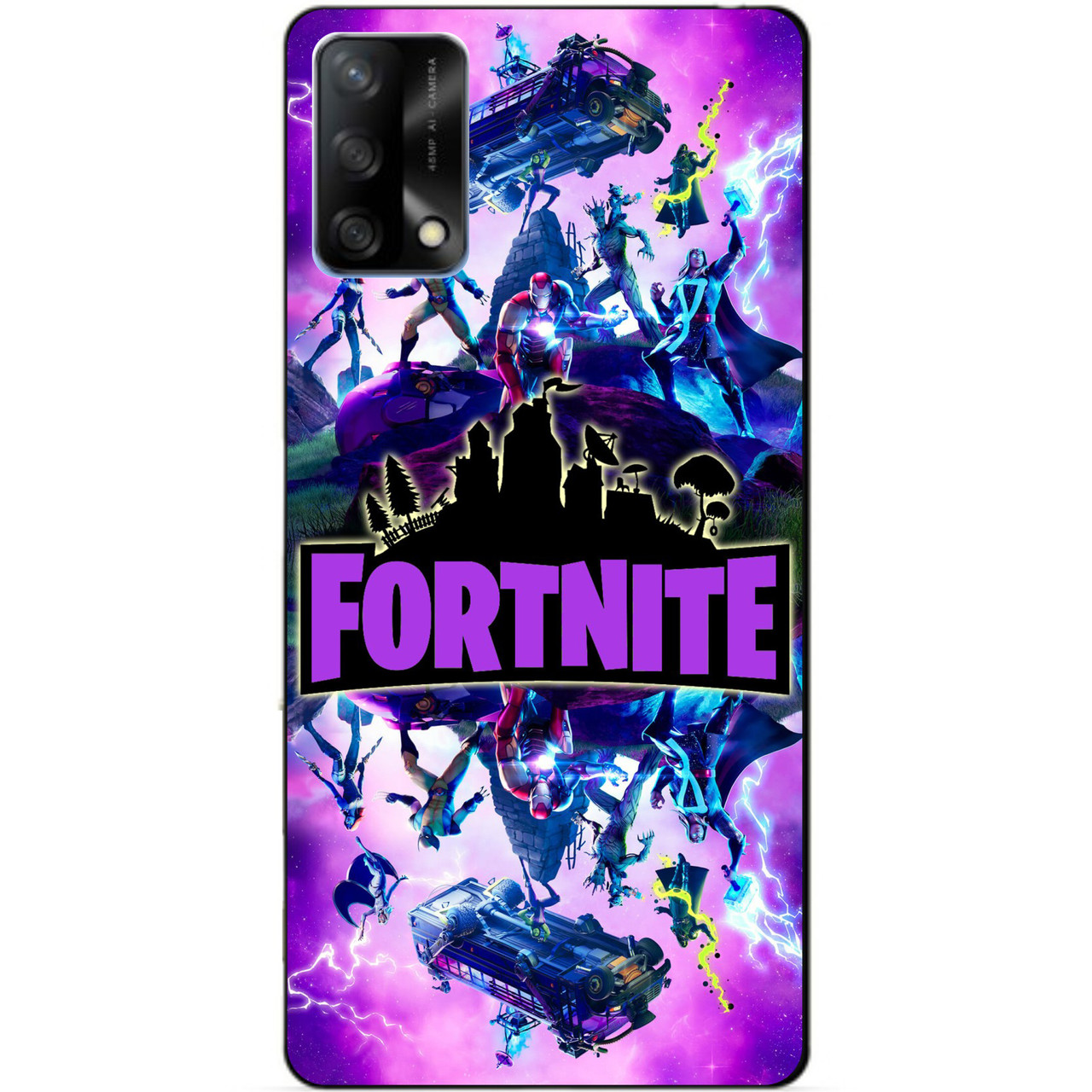 Силіконовий бампер чохол для Oppo A74 з малюнком Fortnite Marvel