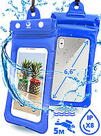 Водонепроникний Чохол для телефону до 6,6 дюймів VelaSport 2.0 кейс для підводної зйомки до 5м IPX8 Синій